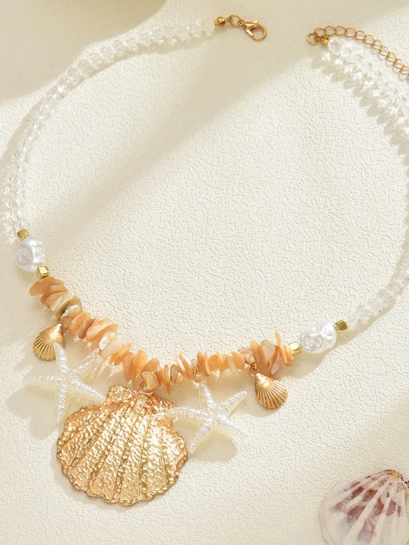 Fashorio Gold / One Size 18K Gold-Plated Beach Shell Starfish Pendant Necklace