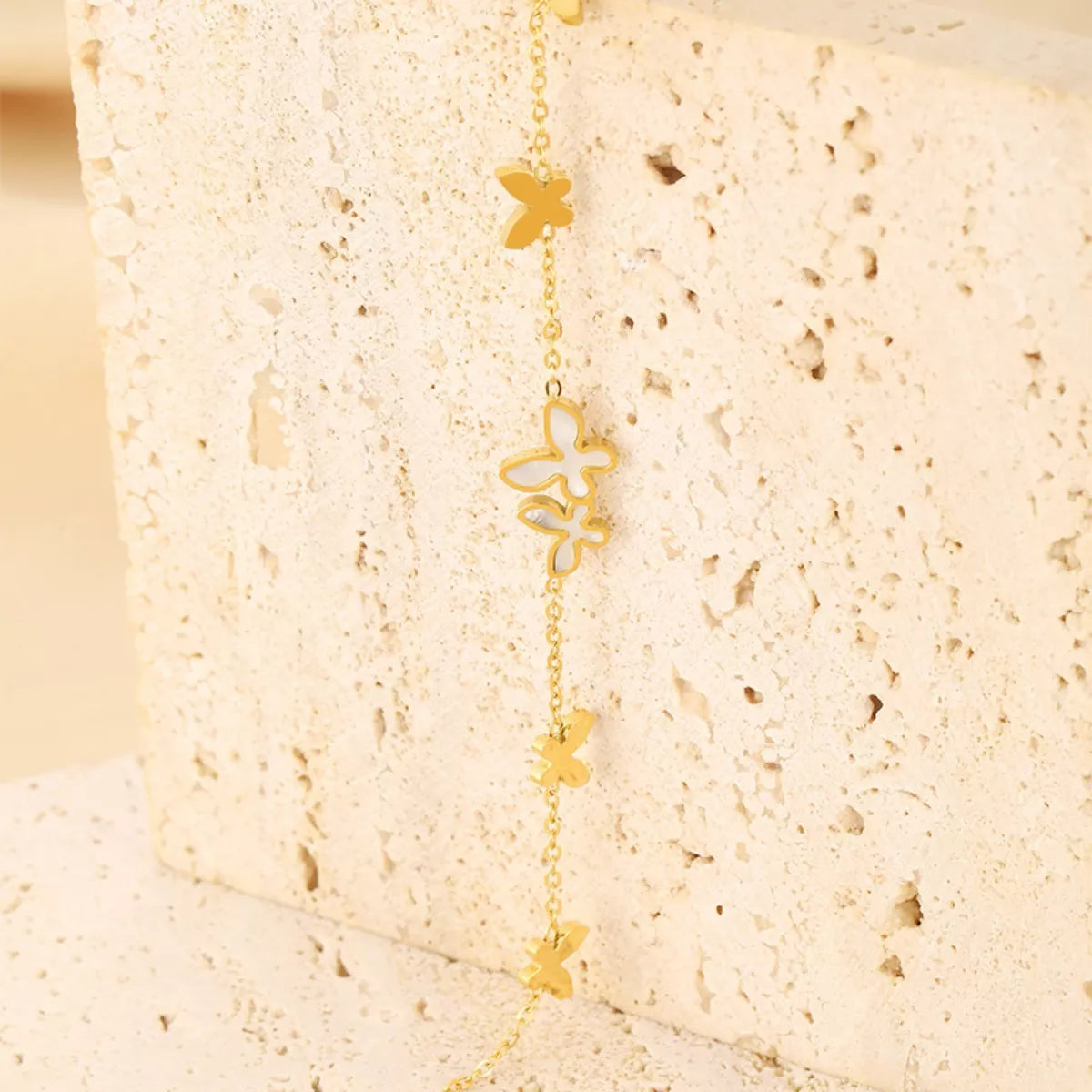 Fashorio Gold / One Size 18K Gold-Plated Butterfly Charm Bracelet