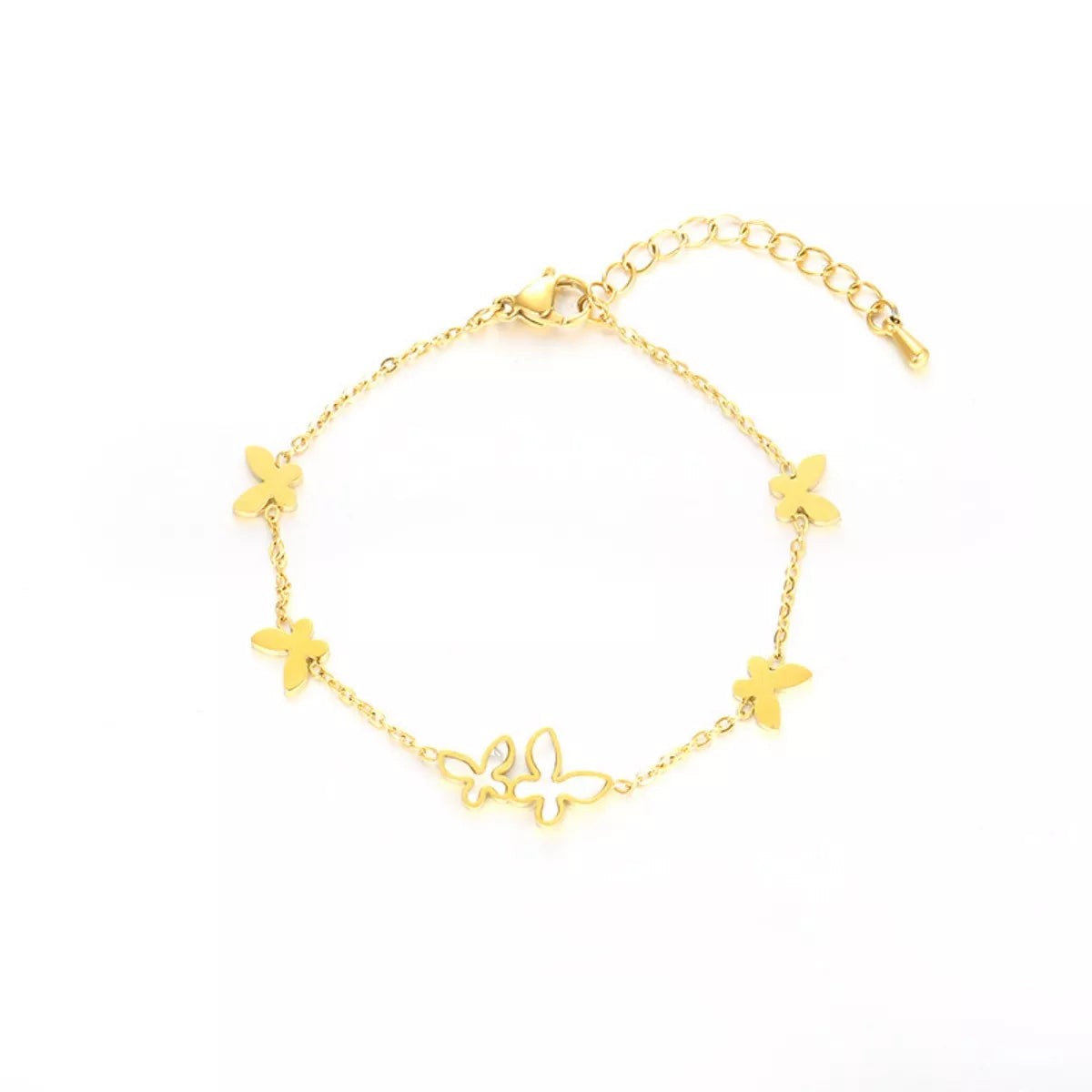 Fashorio Gold / One Size 18K Gold-Plated Butterfly Charm Bracelet