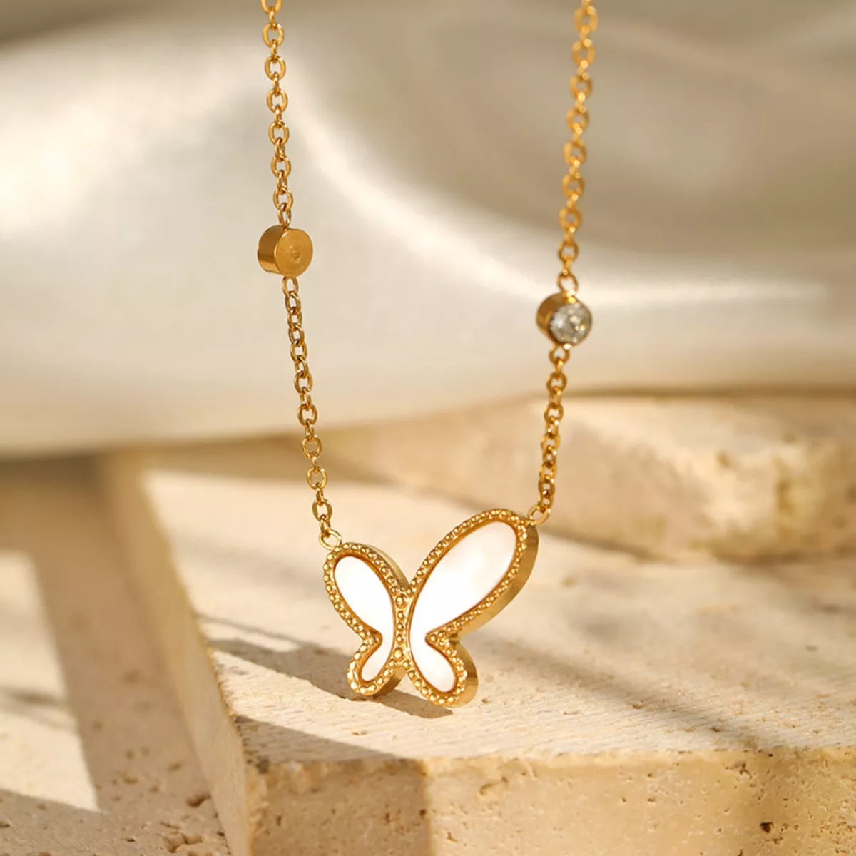 Fashorio Gold / One Size 18K Gold-Plated Butterfly Necklace