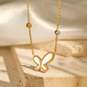 Fashorio Gold / One Size 18K Gold-Plated Butterfly Necklace