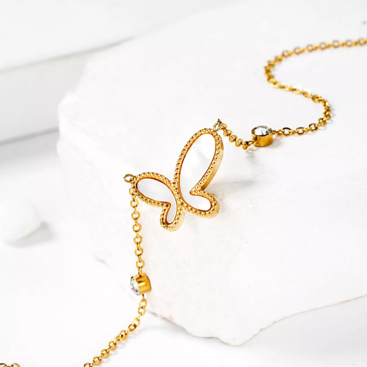 Fashorio Gold / One Size 18K Gold-Plated Butterfly Necklace