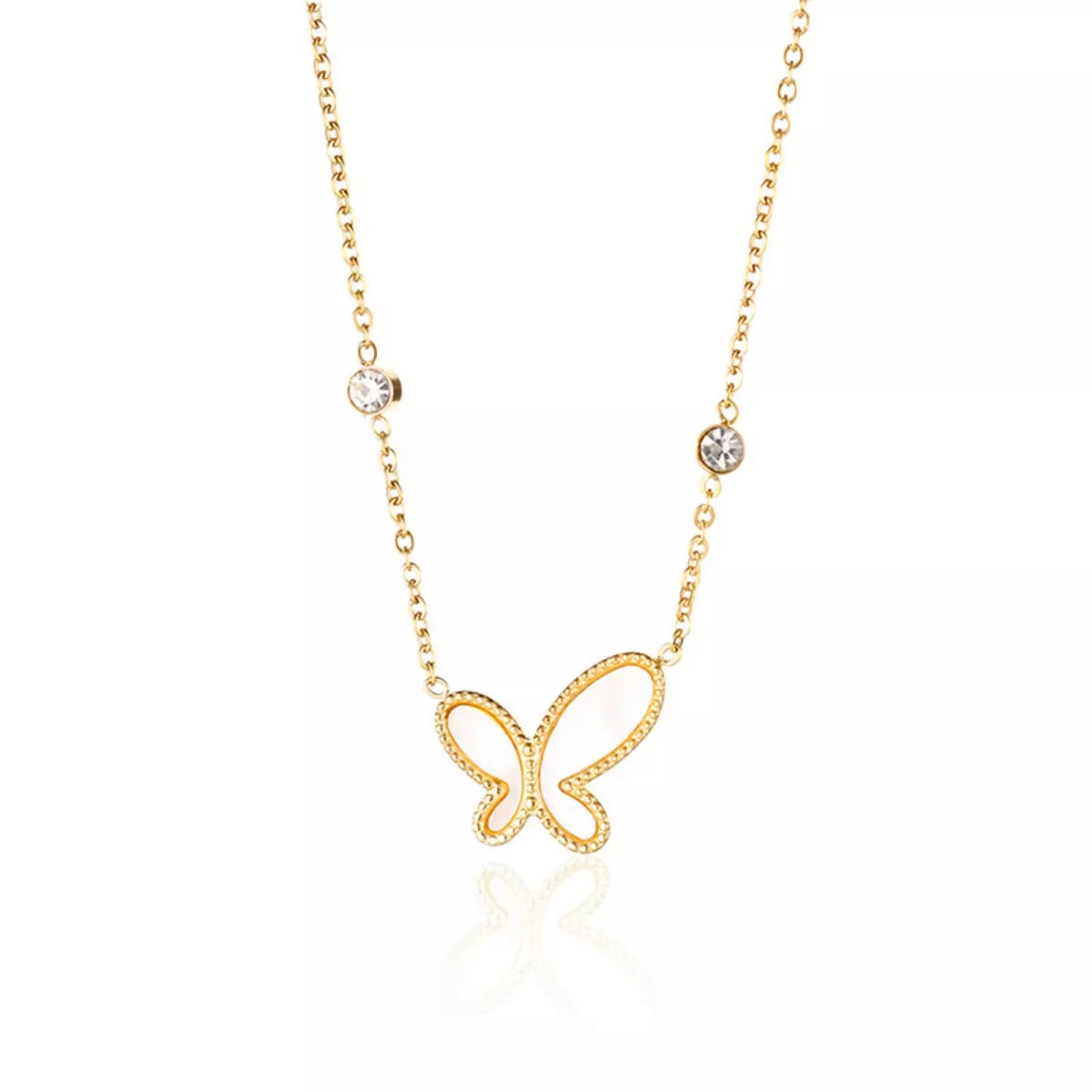 Fashorio Gold / One Size 18K Gold-Plated Butterfly Necklace