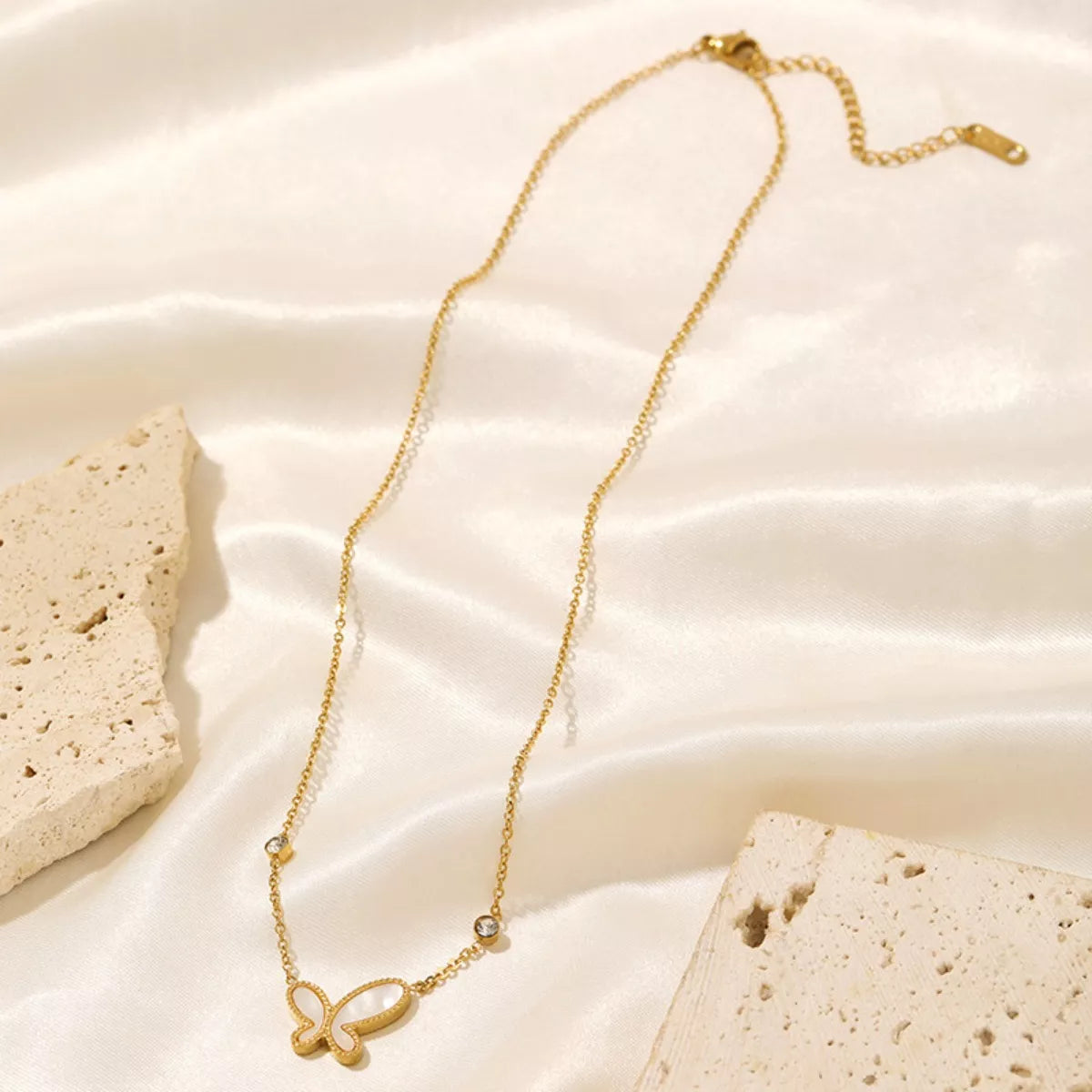 Fashorio Gold / One Size 18K Gold-Plated Butterfly Necklace