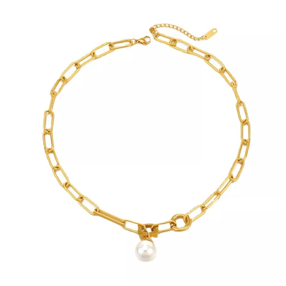 Fashorio Gold / One Size 18K Gold-Plated Chain Pearl Necklace
