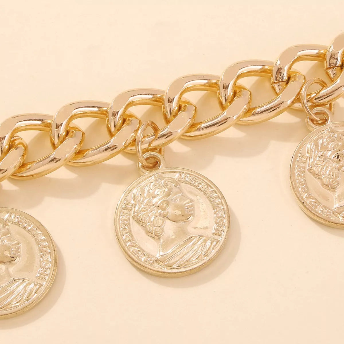 Fashorio Gold / One Size 18K Gold-Plated Coin Charm Bracelet