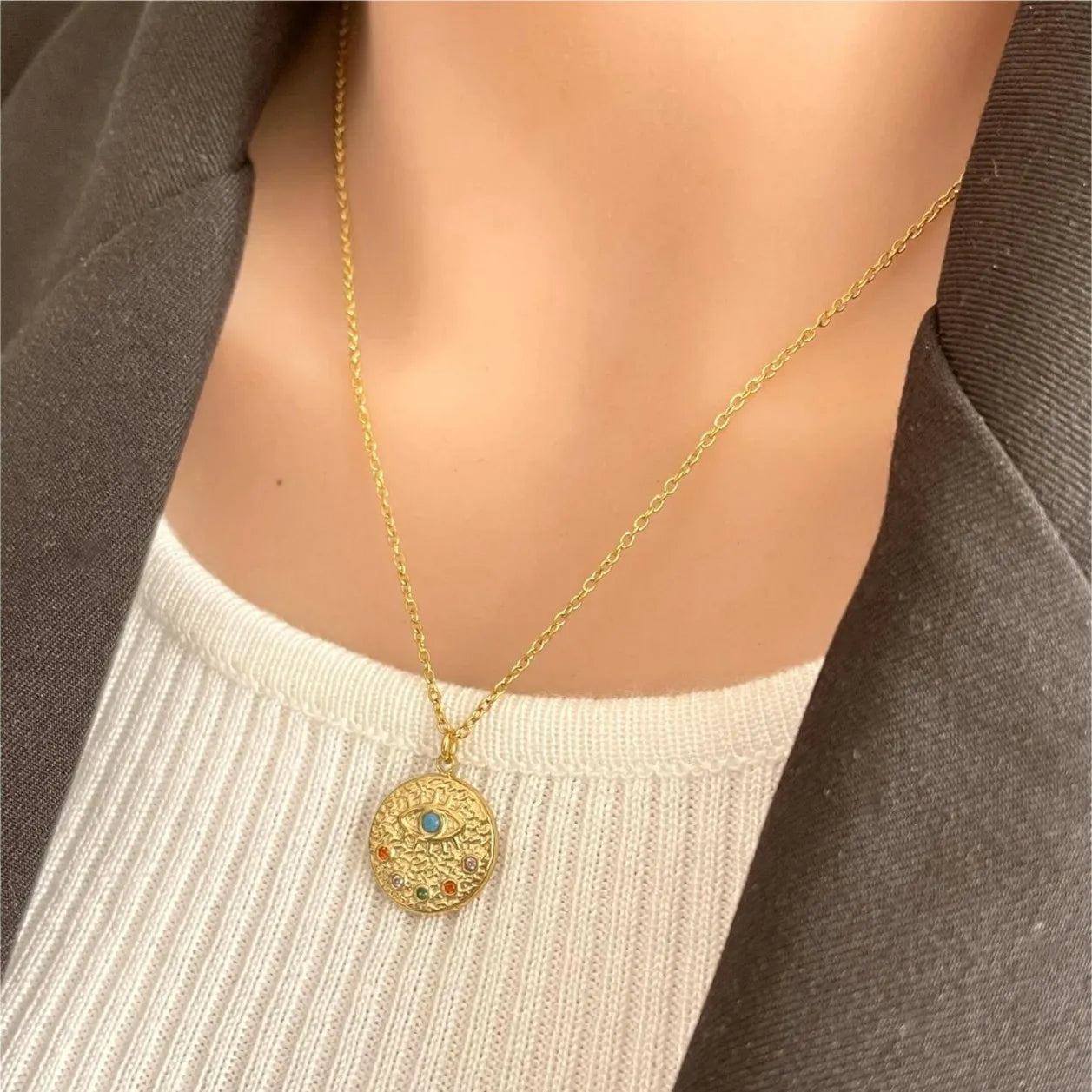 Fashorio Gold / One Size 18K Gold-Plated Coin Pendant Necklace