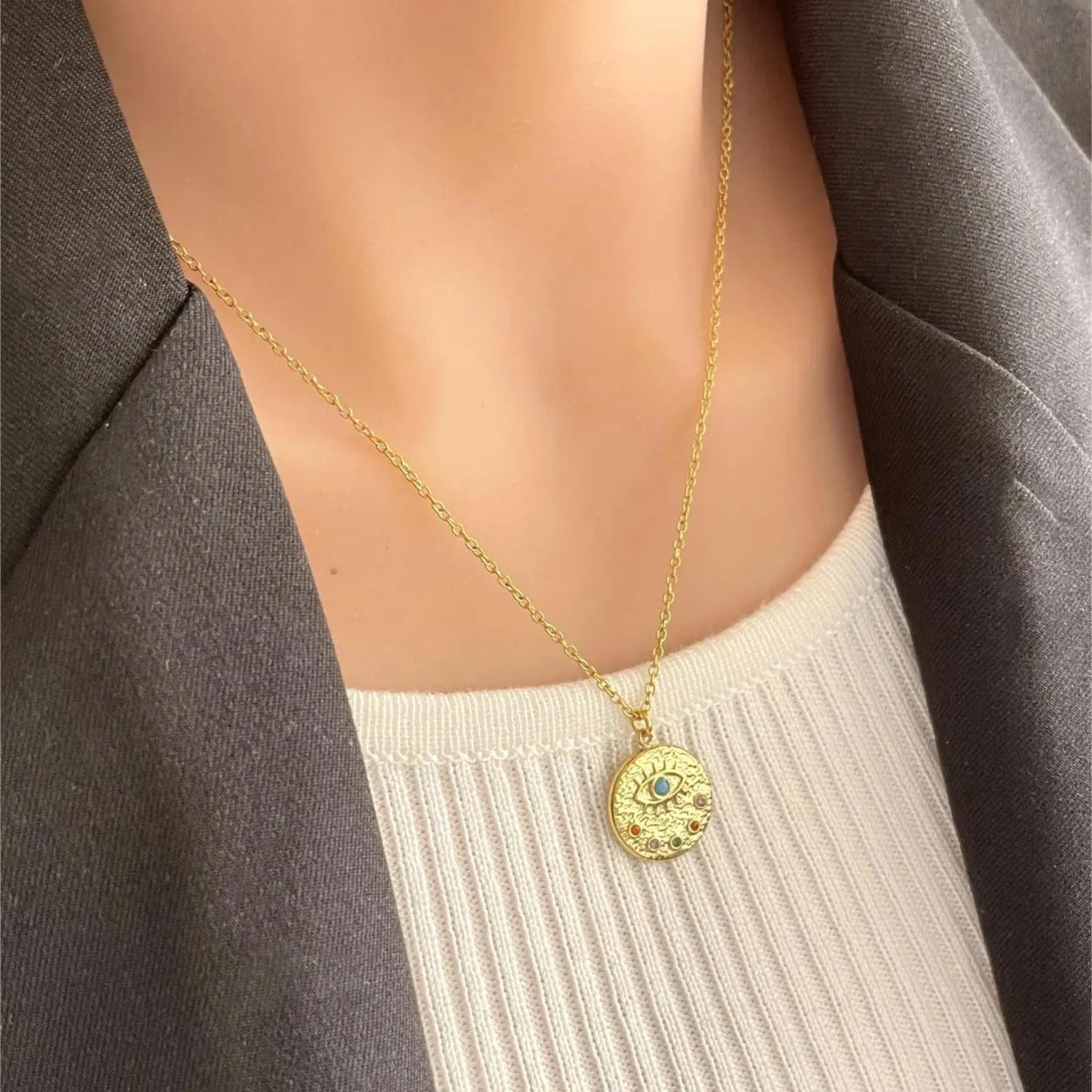 Fashorio Gold / One Size 18K Gold-Plated Coin Pendant Necklace
