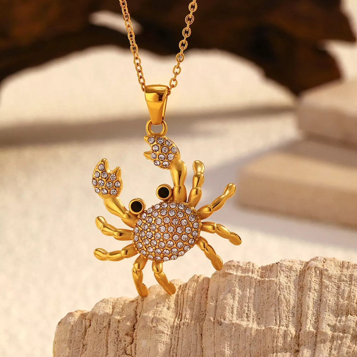 Fashorio Gold / One Size 18K Gold-Plated Crab Pendant Necklace