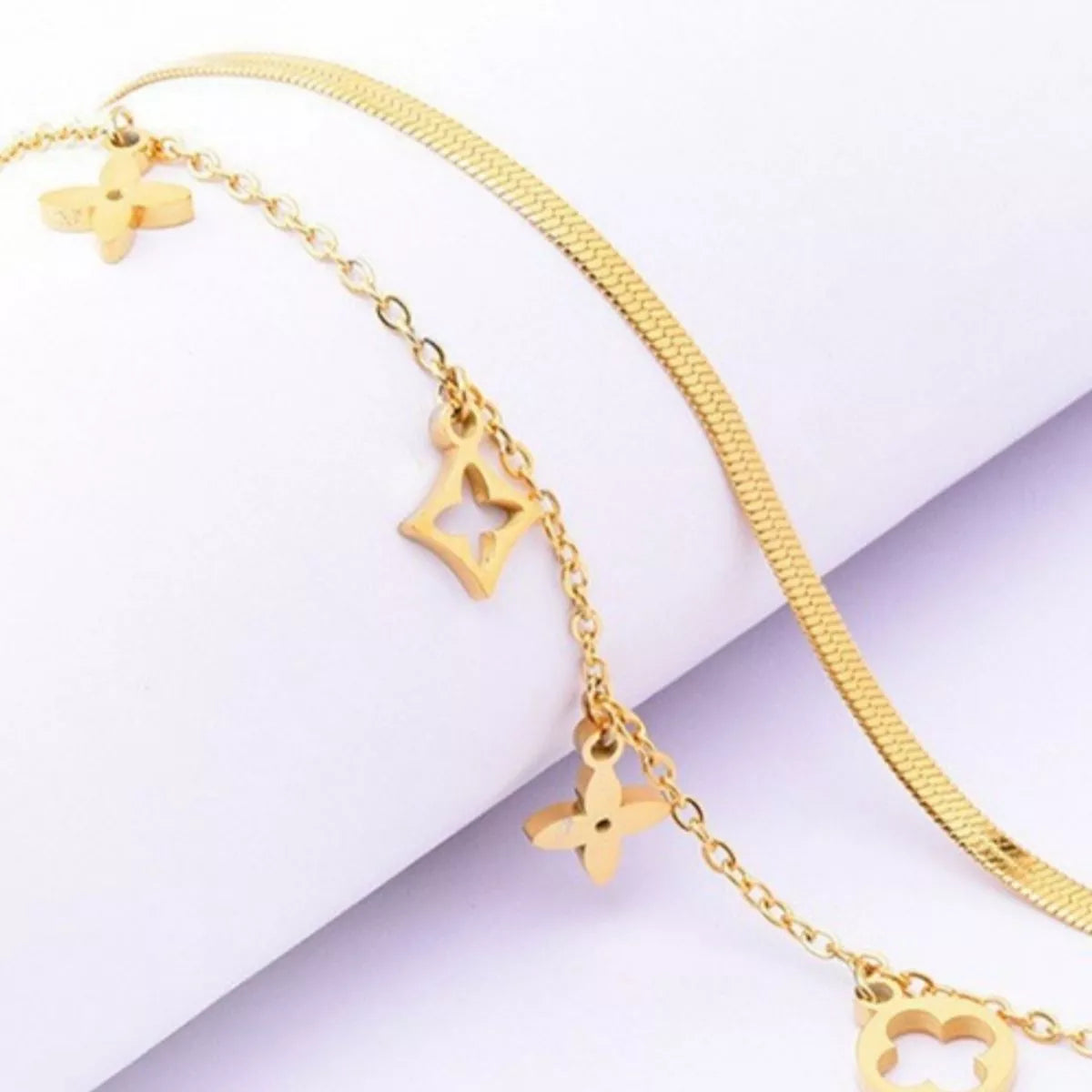 Fashorio Gold / One Size 18K Gold-Plated Double Layered Charm Necklace