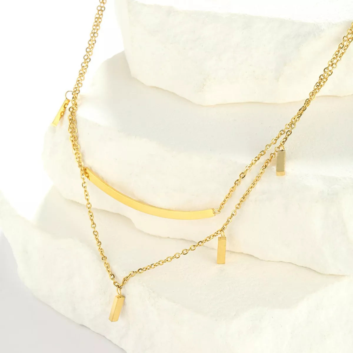 Fashorio Gold / One Size 18K Gold-Plated Double Layered Necklace