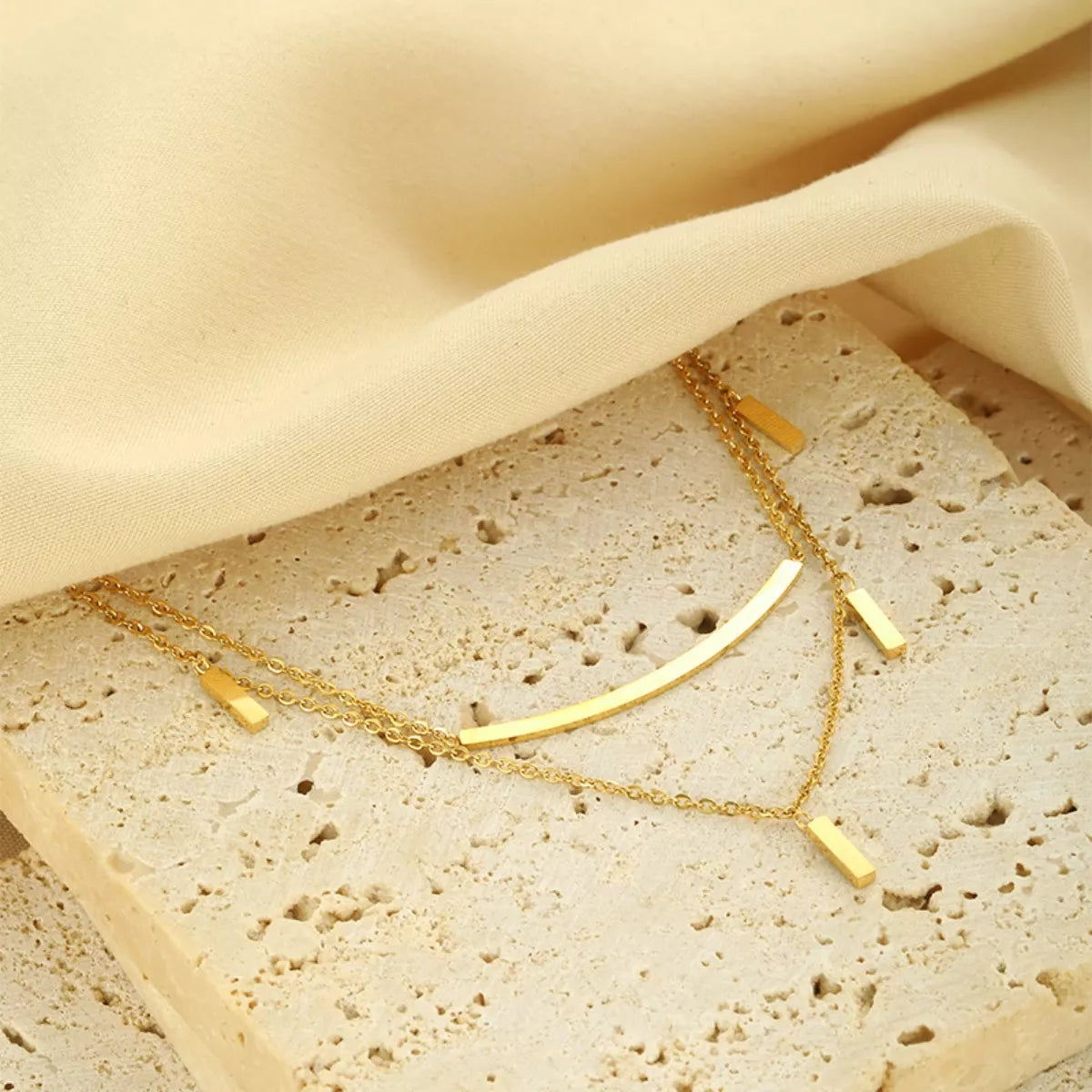 Fashorio Gold / One Size 18K Gold-Plated Double Layered Necklace