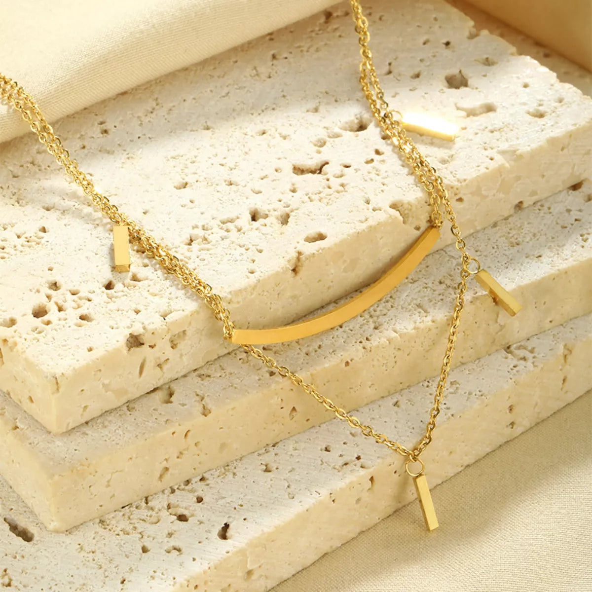 Fashorio Gold / One Size 18K Gold-Plated Double Layered Necklace