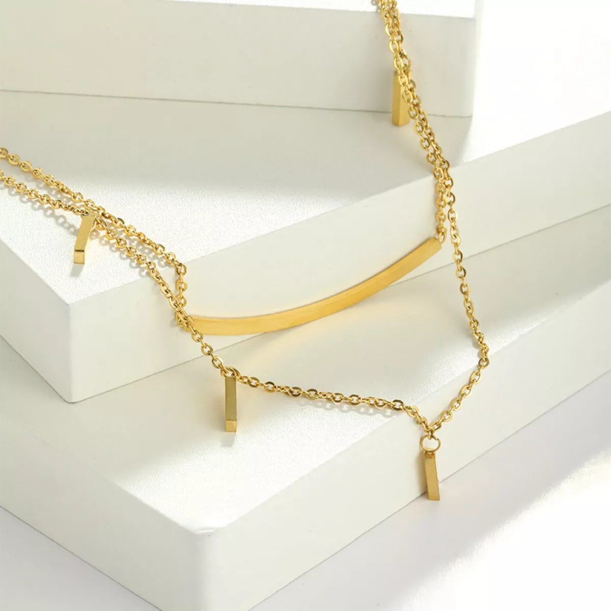 Fashorio Gold / One Size 18K Gold-Plated Double Layered Necklace
