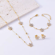 Fashorio Gold / One Size 18K Gold-Plated Flower Jewelry Set