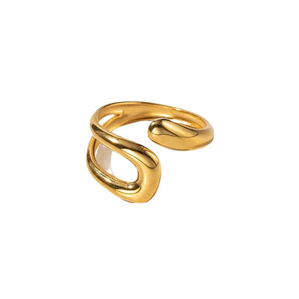Fashorio Gold / One Size 18K Gold-Plated  Geometric Gold Twisted Open Ring