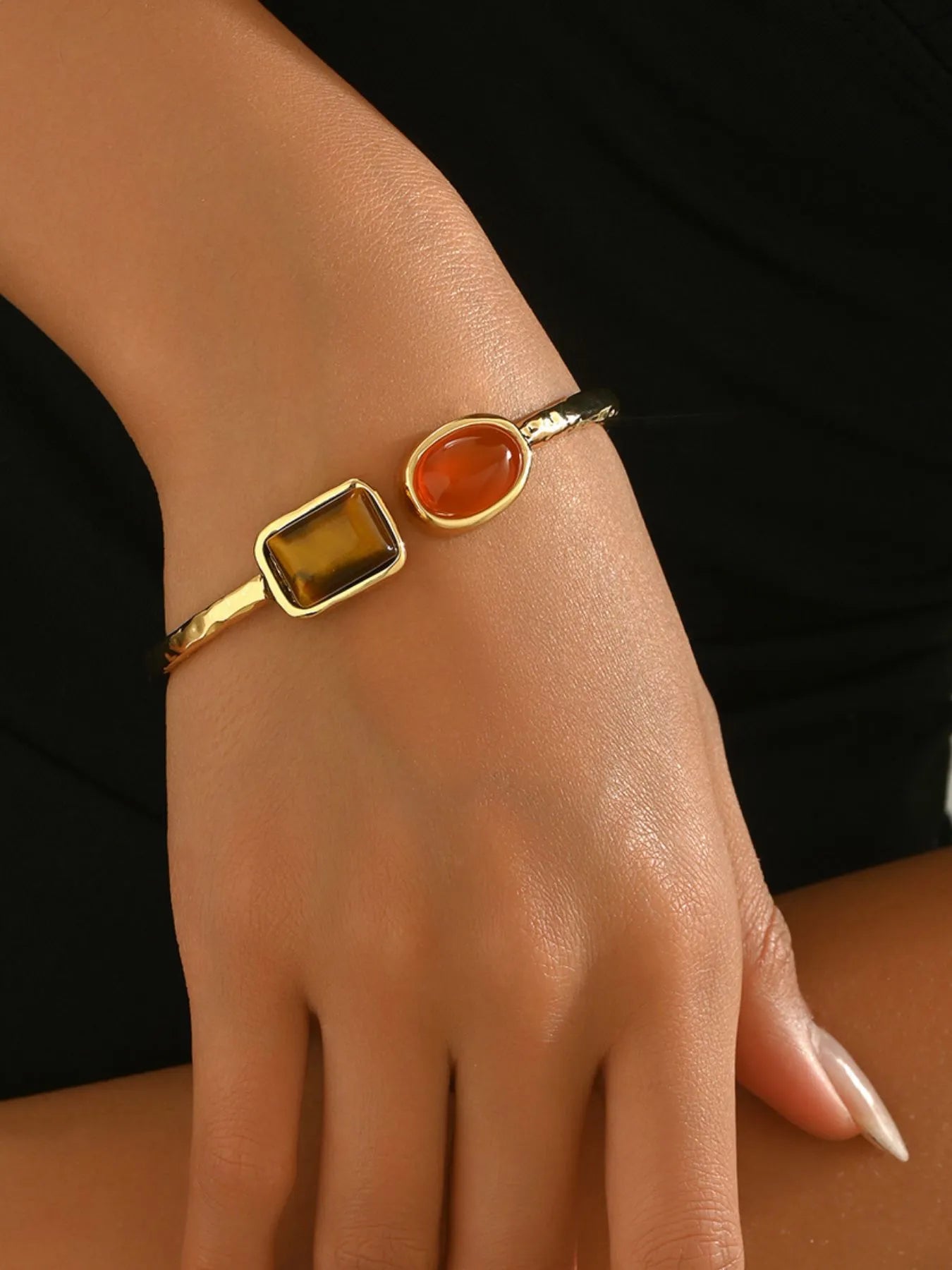 Fashorio Gold / One Size 18K Gold-Plated Geometric Open Bracelet
