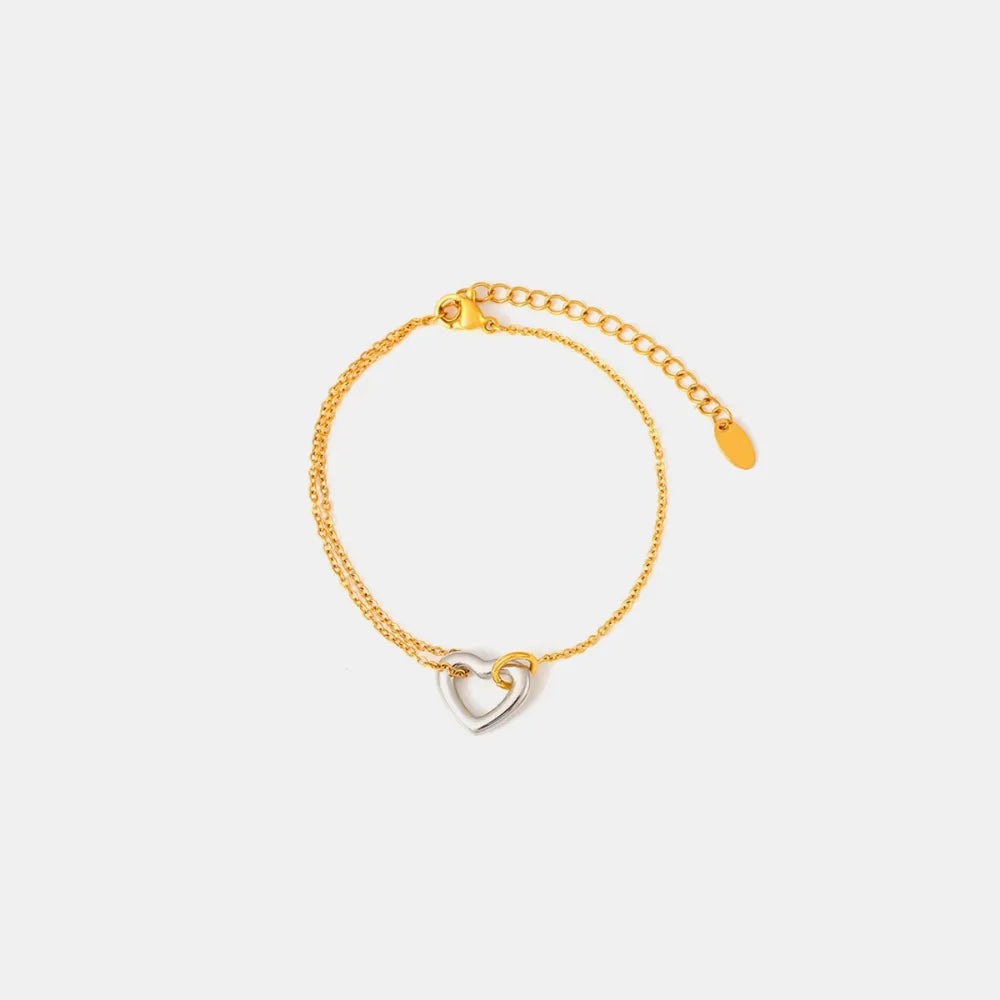 Fashorio Gold / One Size 18K Gold-Plated Heart Bracelet