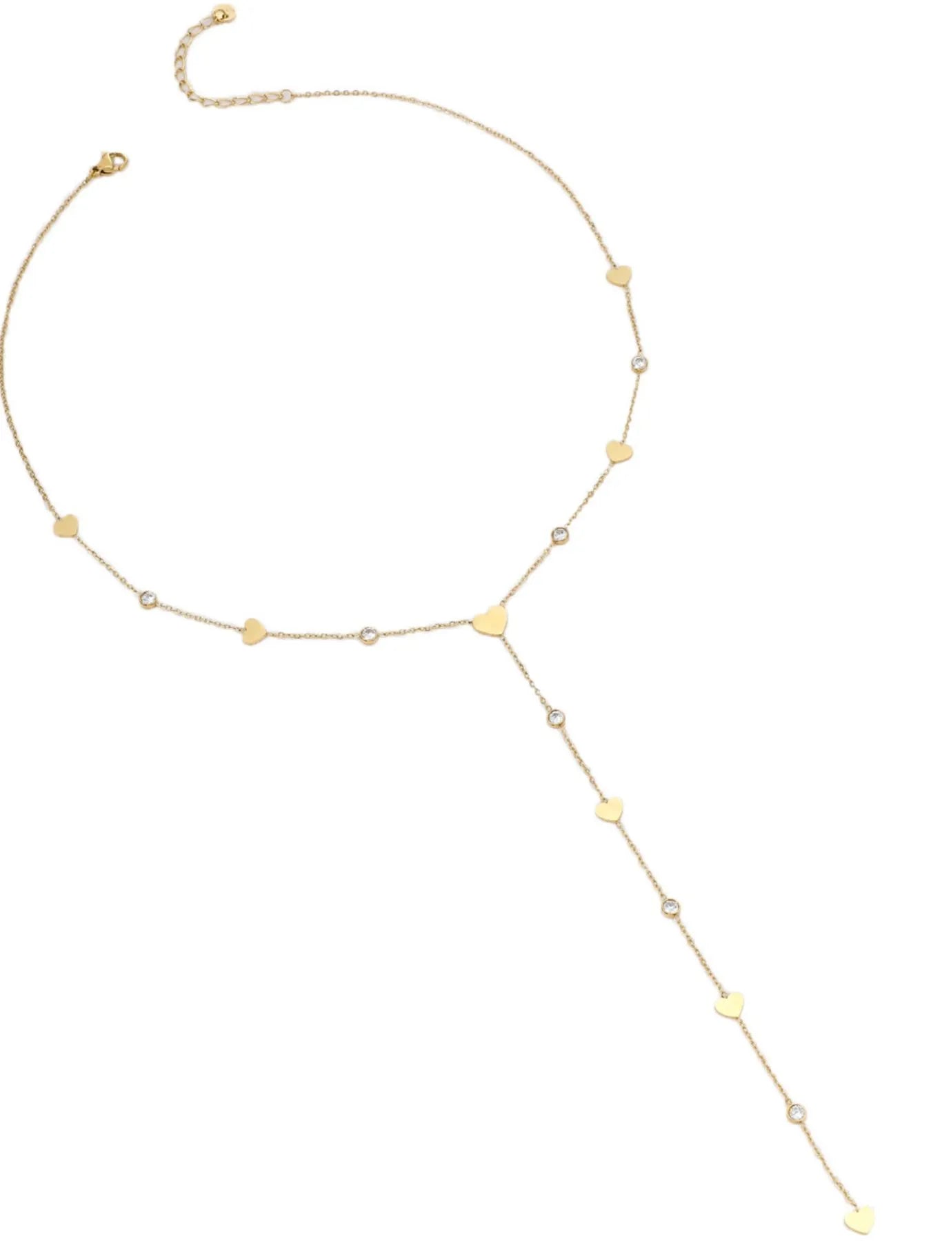 Fashorio Gold / One Size 18K Gold-Plated Heart Zircon Necklace