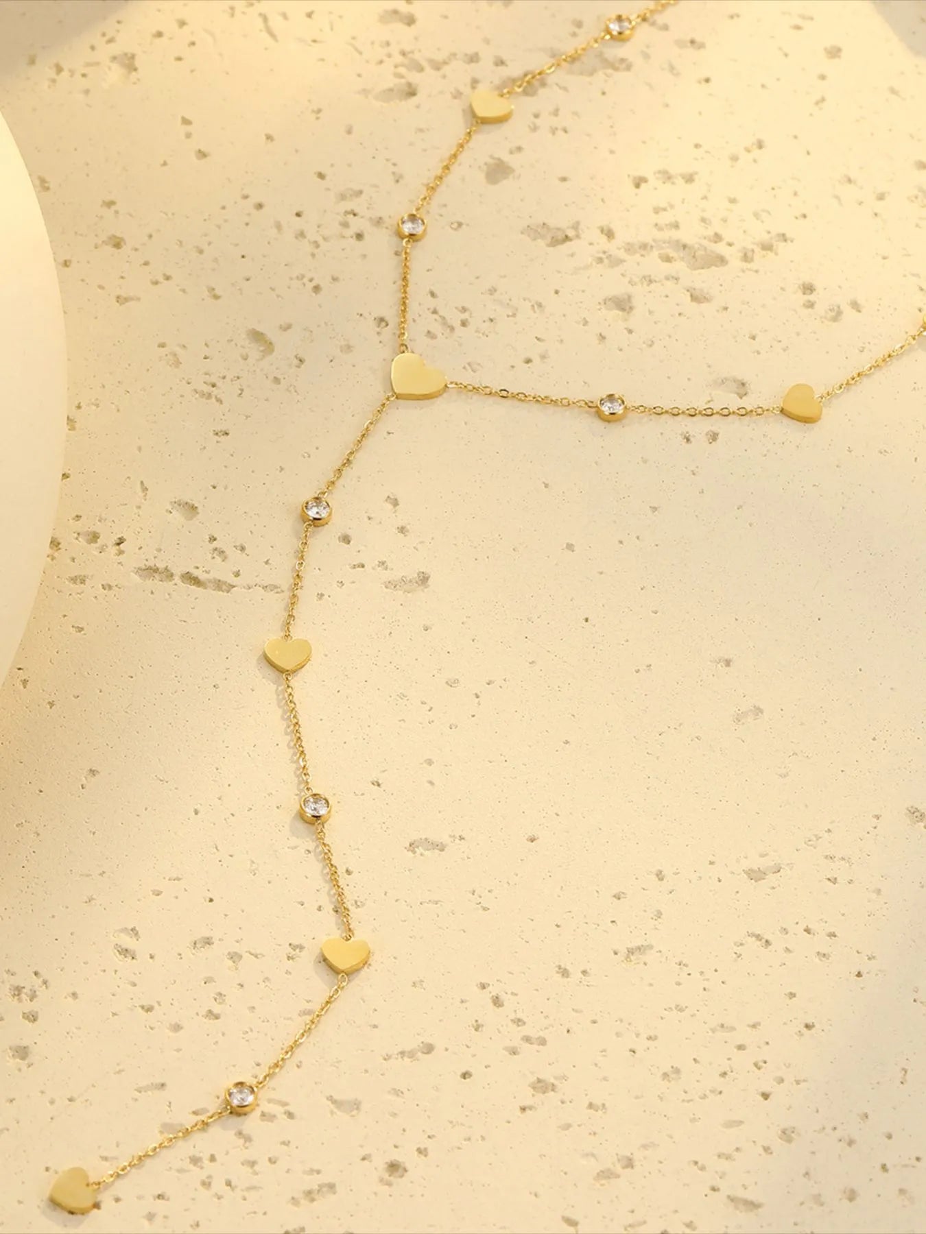 Fashorio Gold / One Size 18K Gold-Plated Heart Zircon Necklace