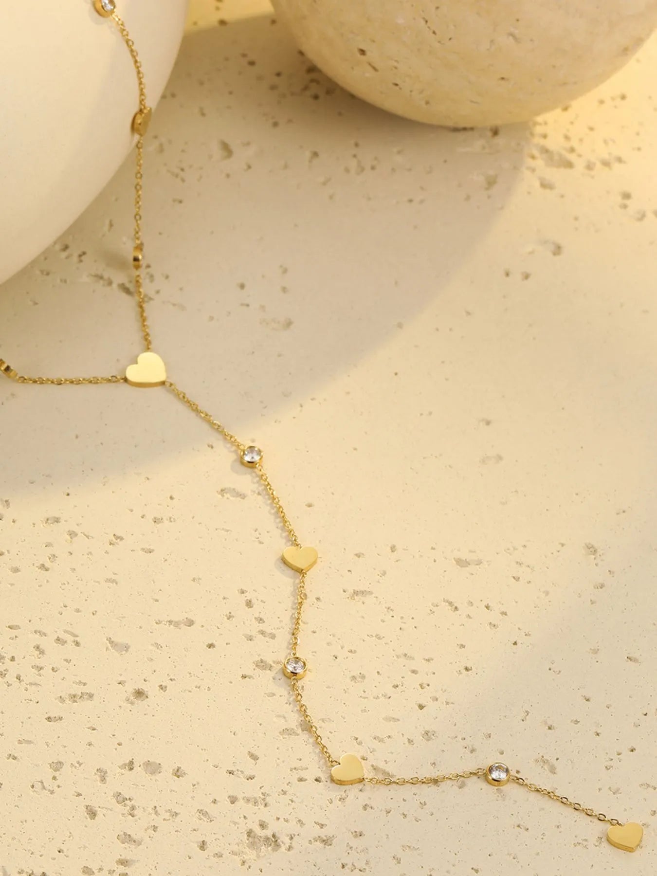 Fashorio Gold / One Size 18K Gold-Plated Heart Zircon Necklace