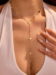 Fashorio Gold / One Size 18K Gold-Plated Heart Zircon Necklace