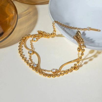 18K Gold-Plated Layered Inlaid Zircon Bracelet - Fashorio