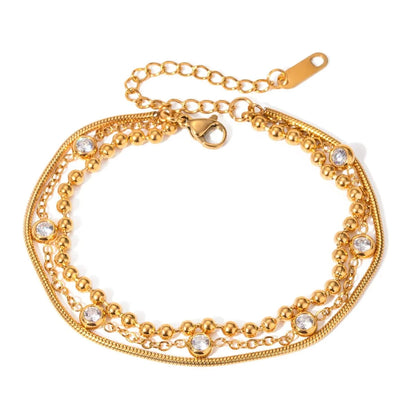 18K Gold-Plated Layered Inlaid Zircon Bracelet - Fashorio