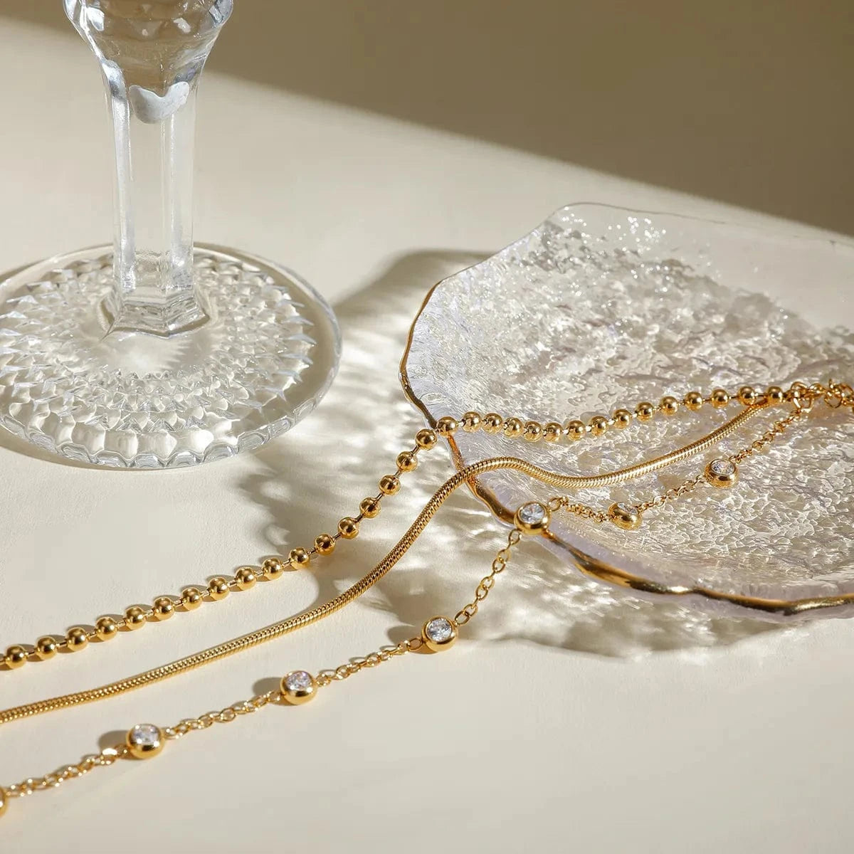 Fashorio Gold / One Size 18K Gold-Plated Layered Inlaid Zircon Bracelet