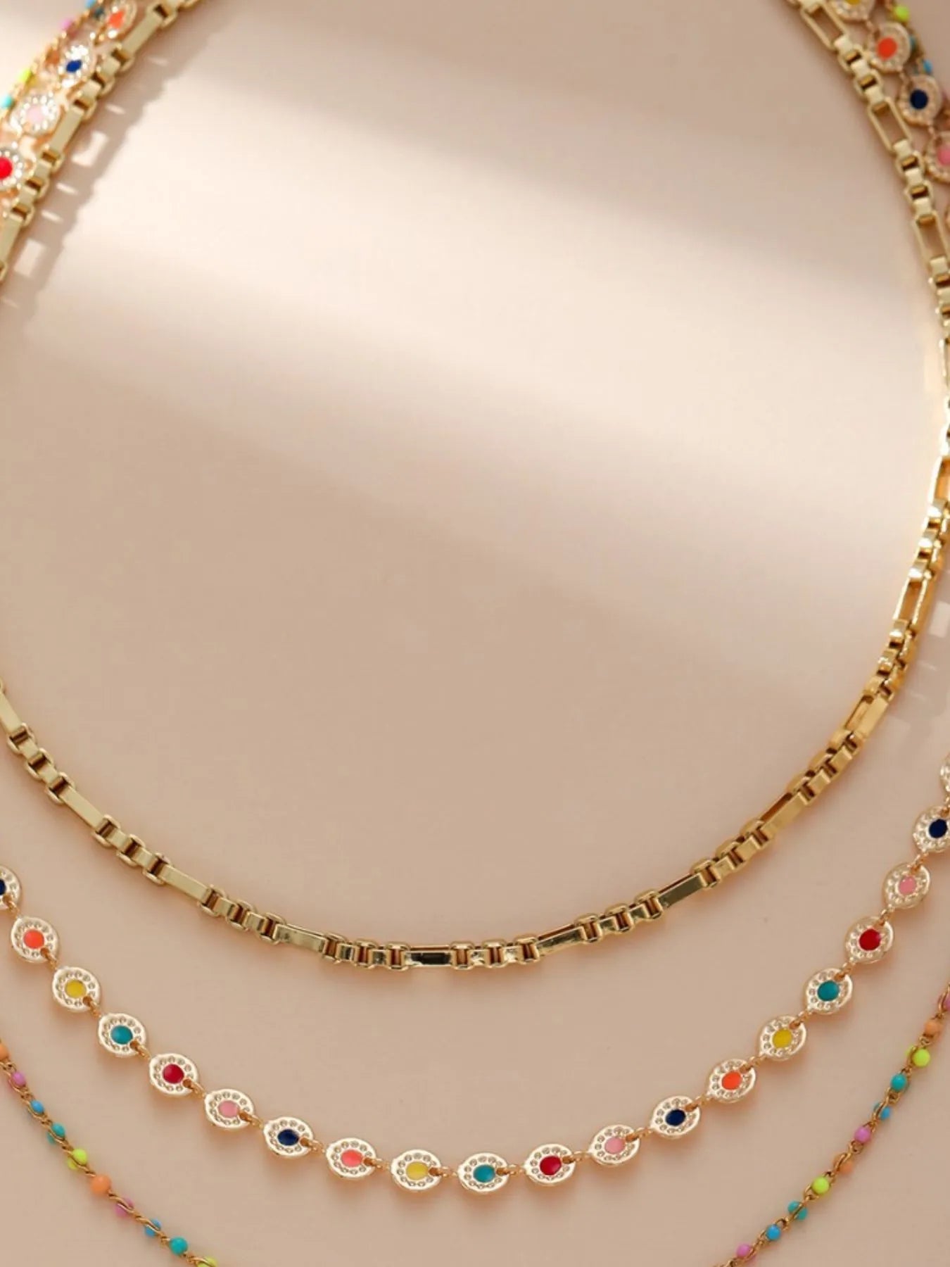Fashorio Gold / One Size 18K Gold-Plated Layered Resin Bead Necklace