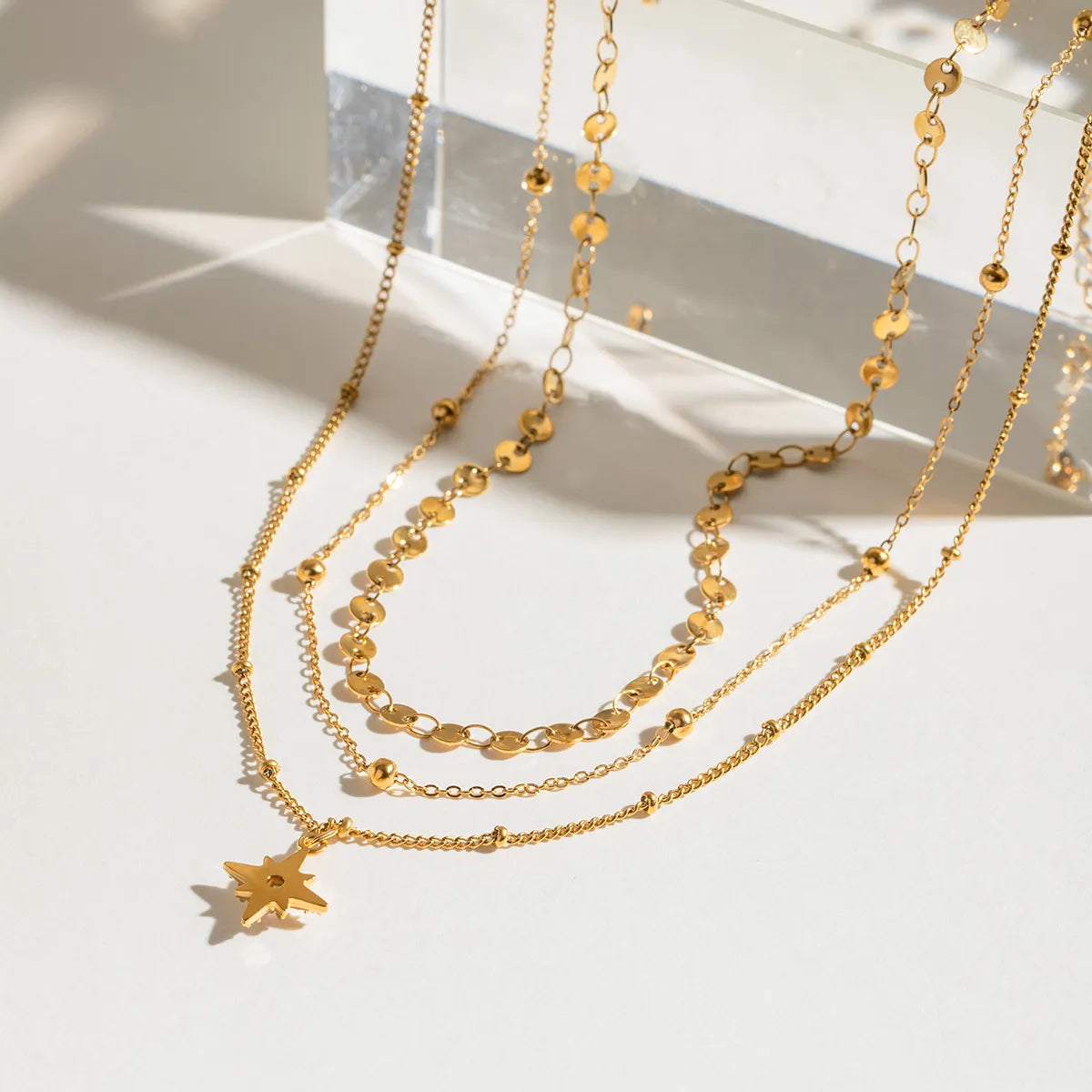 Fashorio Gold / One Size 18K Gold-Plated Layered Star Pendant Necklace