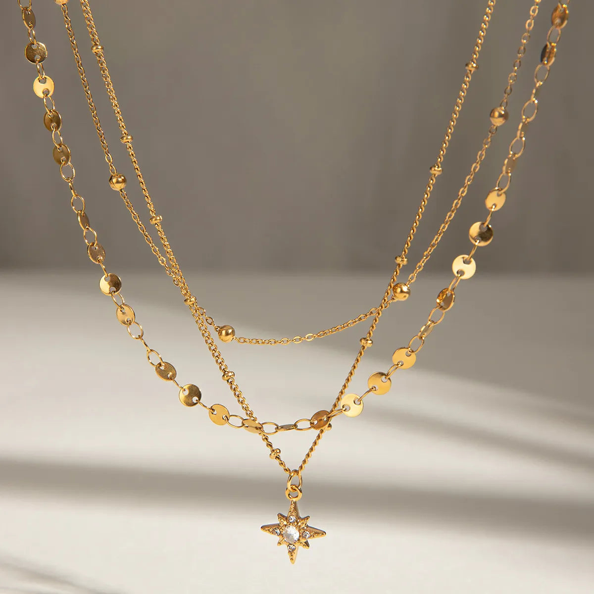 Fashorio Gold / One Size 18K Gold-Plated Layered Star Pendant Necklace
