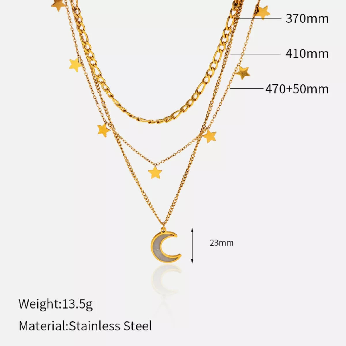 Fashorio Gold / One Size 18K Gold-Plated Moon Three-Layered Necklace