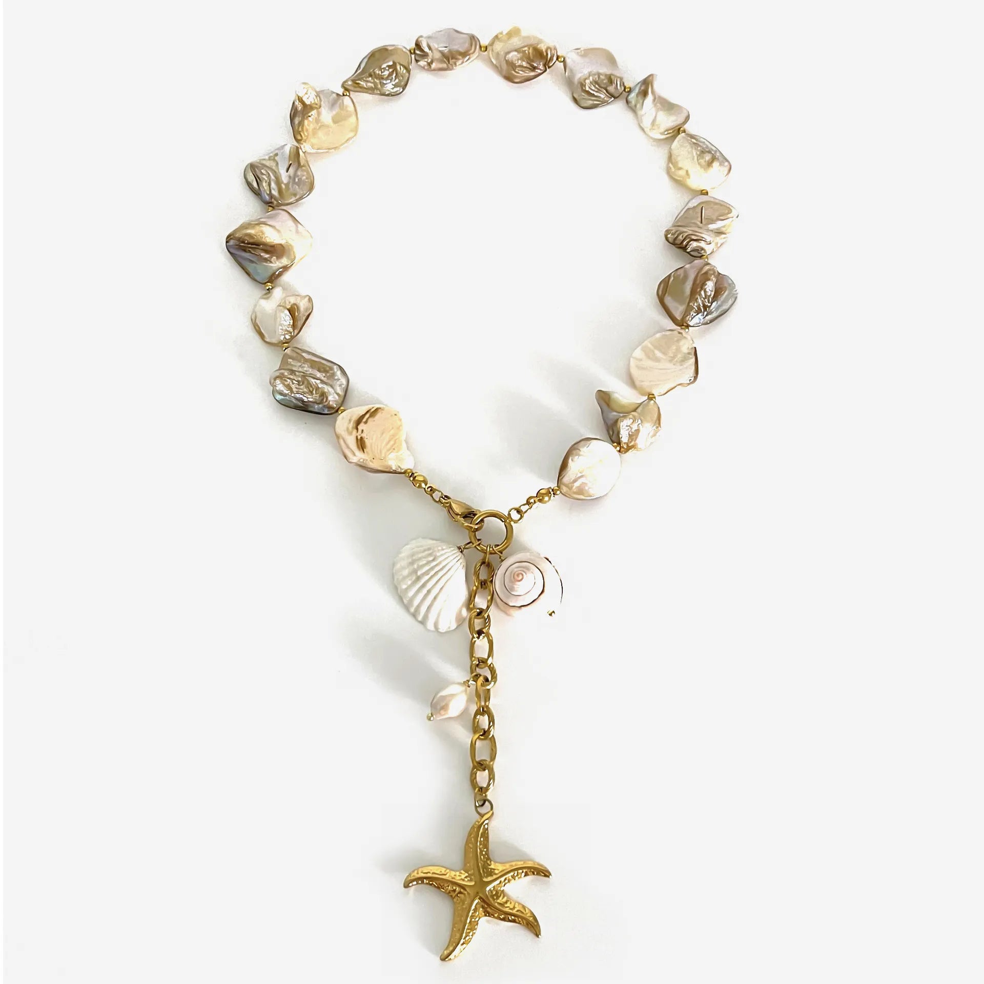 Fashorio Gold / One Size 18K Gold-Plated Ocean Theme Necklace with Starfish Pendant