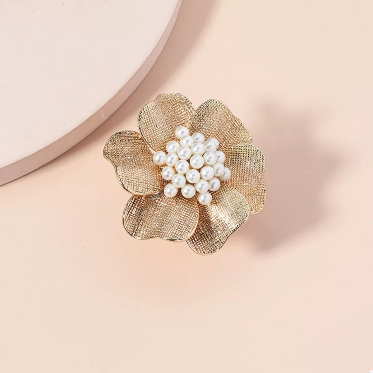 Fashorio Gold / One Size 18K Gold-Plated Pearl Flower Ring