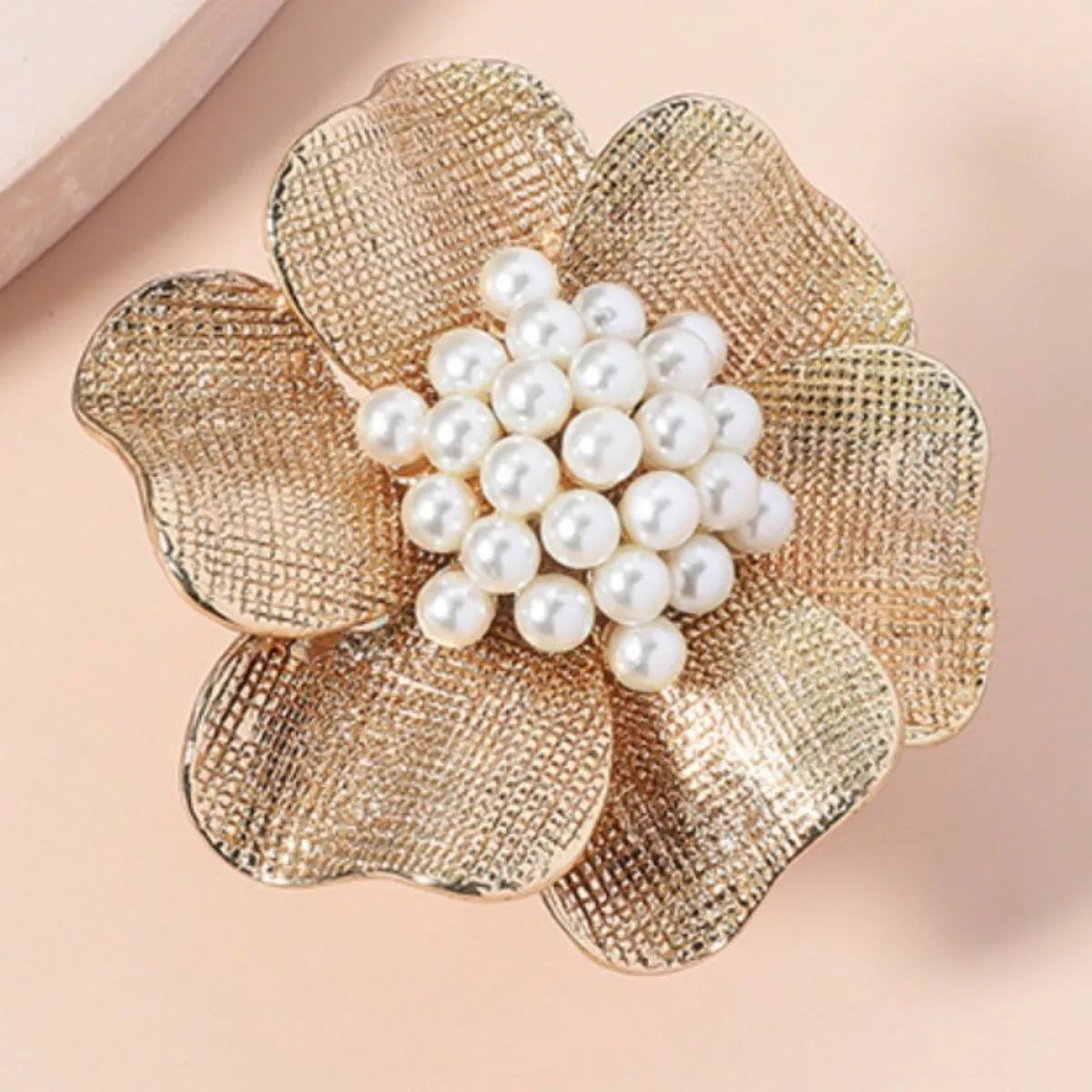 Fashorio Gold / One Size 18K Gold-Plated Pearl Flower Ring