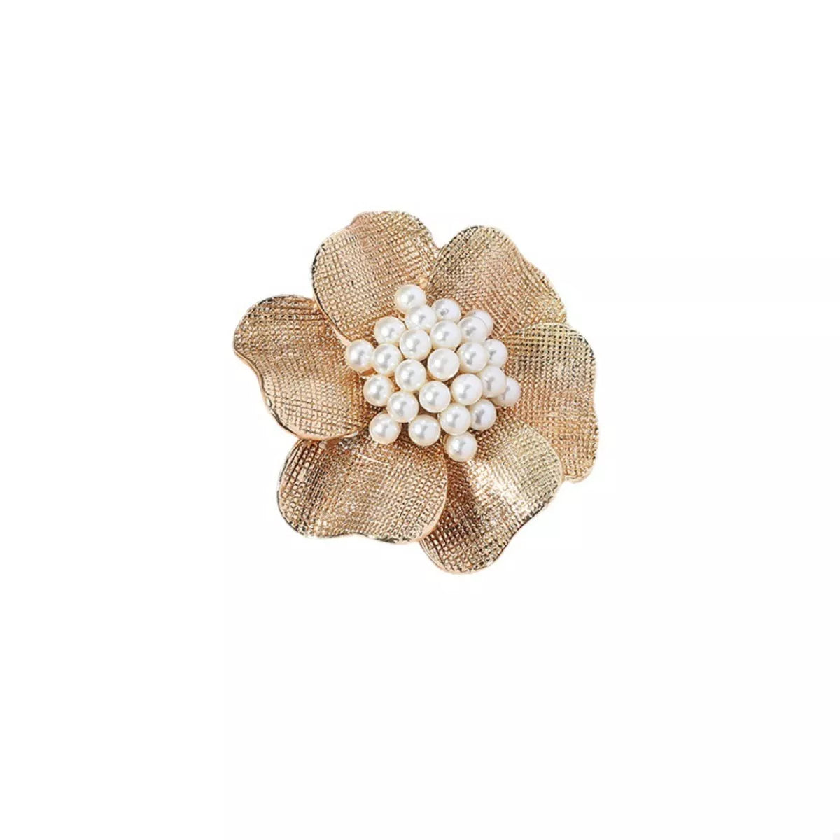 Fashorio Gold / One Size 18K Gold-Plated Pearl Flower Ring