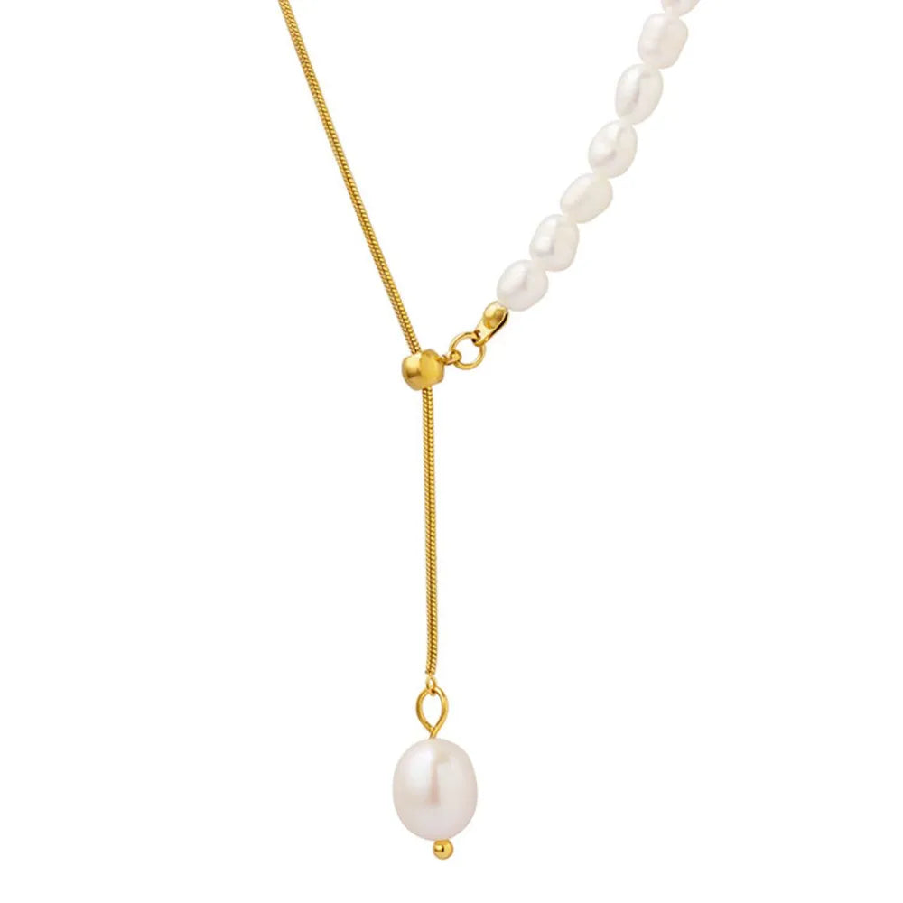 Fashorio Gold / One Size 18K Gold-Plated Pearl Necklace