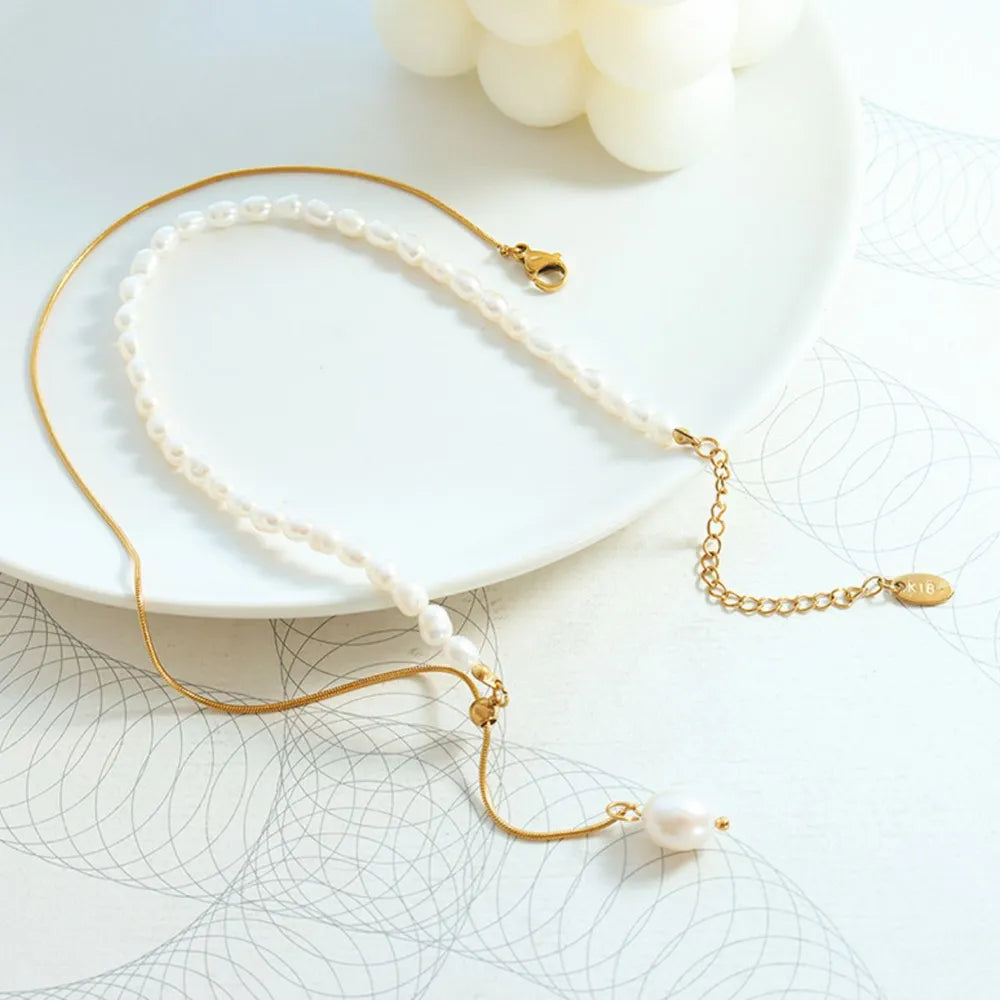 Fashorio Gold / One Size 18K Gold-Plated Pearl Necklace