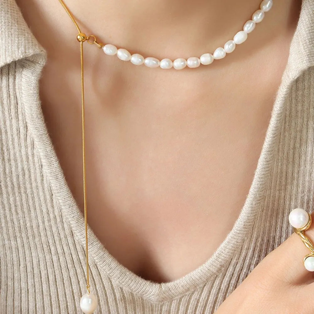 Fashorio Gold / One Size 18K Gold-Plated Pearl Necklace