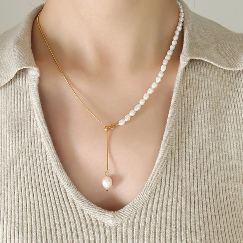 Fashorio Gold / One Size 18K Gold-Plated Pearl Necklace