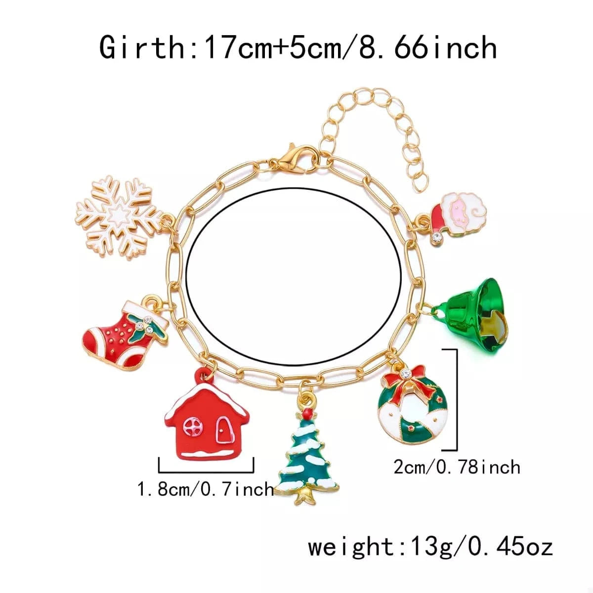 Fashorio Gold / One Size 18K Gold-Plated Resin Christmas Theme Bracelet