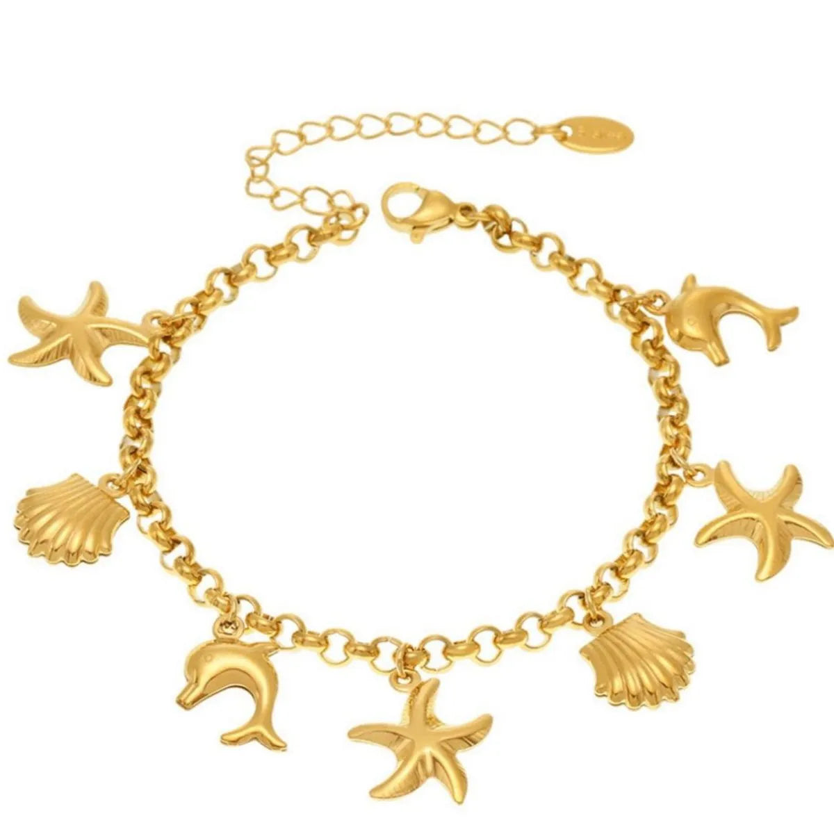 Fashorio Gold / One Size 18K Gold-Plated Sea Shell Charm Bracelet