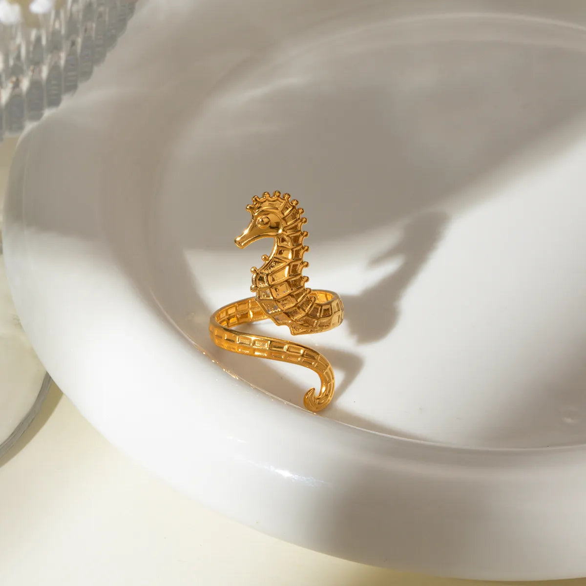 Fashorio Gold / One Size 18K Gold-Plated Seahorse Wrap Adjustable Ring