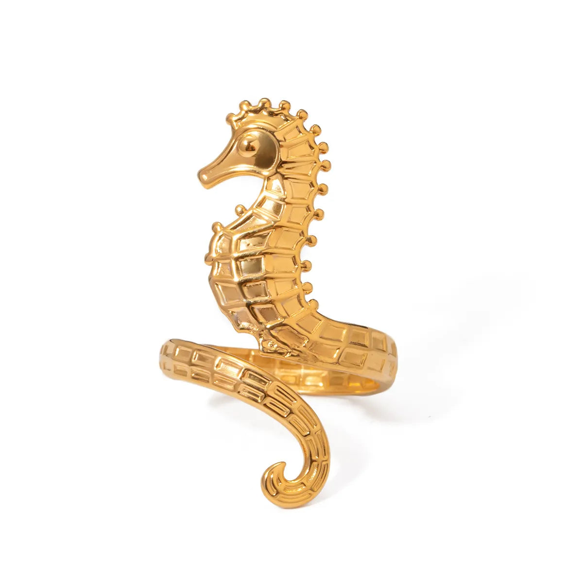 Fashorio Gold / One Size 18K Gold-Plated Seahorse Wrap Adjustable Ring