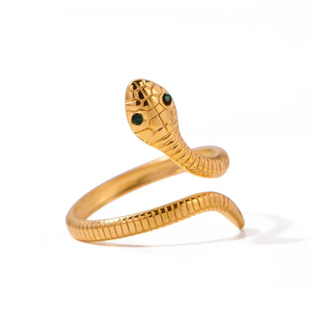 Fashorio Gold / One Size 18K Gold-Plated Snake Wrap Adjustable Ring