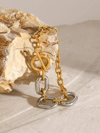 18K Gold-Plated Stainless Steel Chain Bracelet - Fashorio