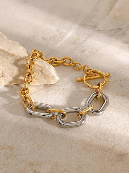 18K Gold-Plated Stainless Steel Chain Bracelet - Fashorio