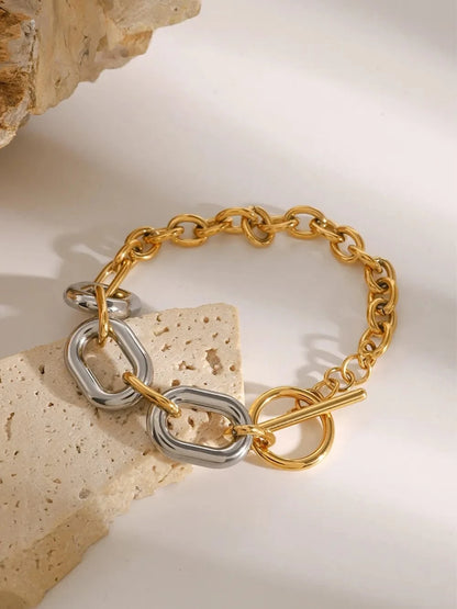 18K Gold-Plated Stainless Steel Chain Bracelet - Fashorio