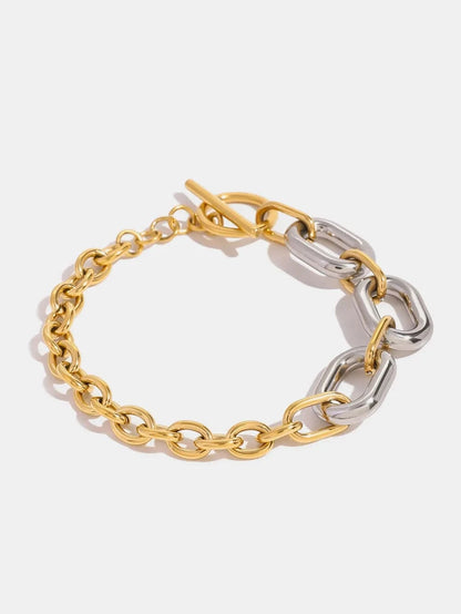 18K Gold-Plated Stainless Steel Chain Bracelet Gold One Size - Fashorio